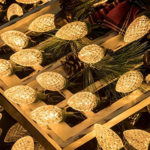 AWQ 100LED 81FT C9 Christmas String Lights Plug in Fairy Twinkle Warm White