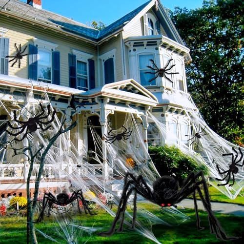 3 Packs Halloween Giant Spider Decorations Outdoor Indoor (59", 49", 35")