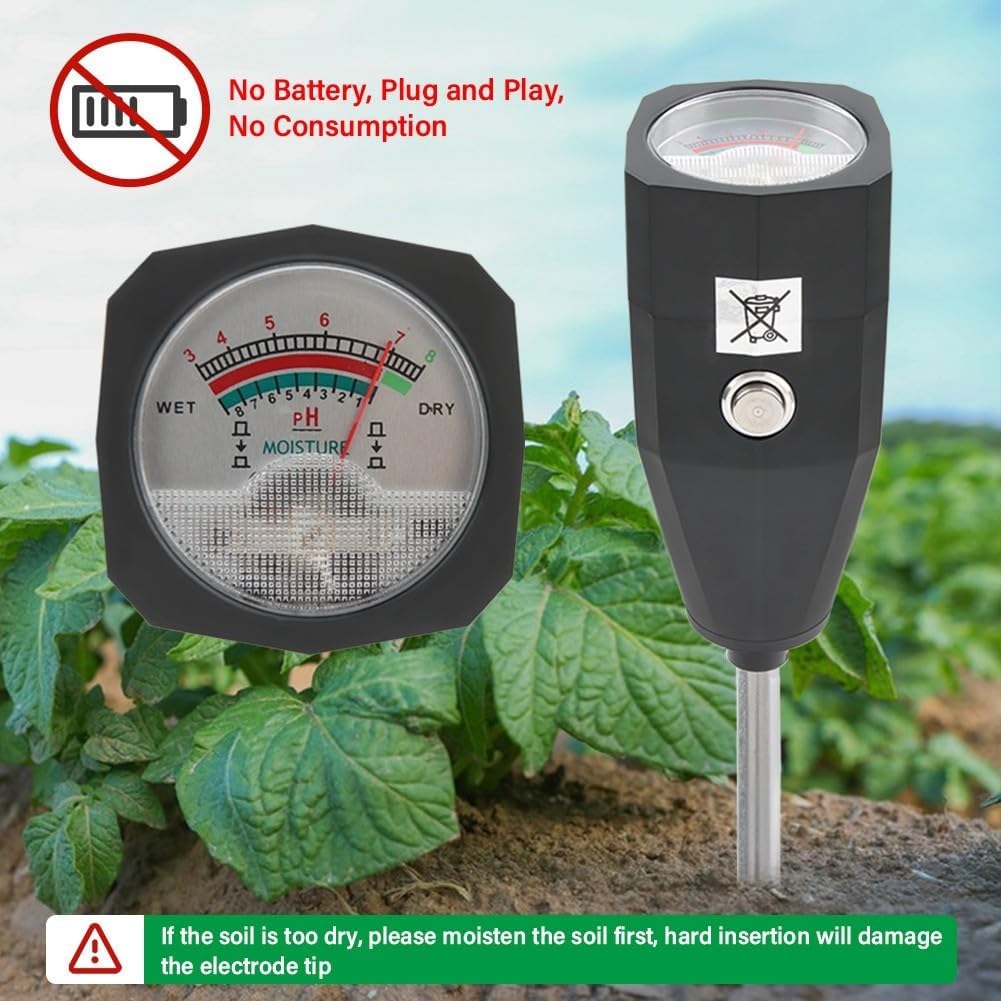 Soil pH Tester and Moisture Meter for Garden Use Portable Soil Testing Tool for Optimal Plant Growth (30cm)