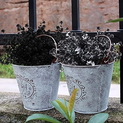 RECUTMS Black Artificial Flowers, Fake Outdoor UV Resistant Plants Faux Plastic Greenery Shrubs Indoor Outside Hanging Planter Home Kitchen Office Wedding, Garden Decor (White+Black)