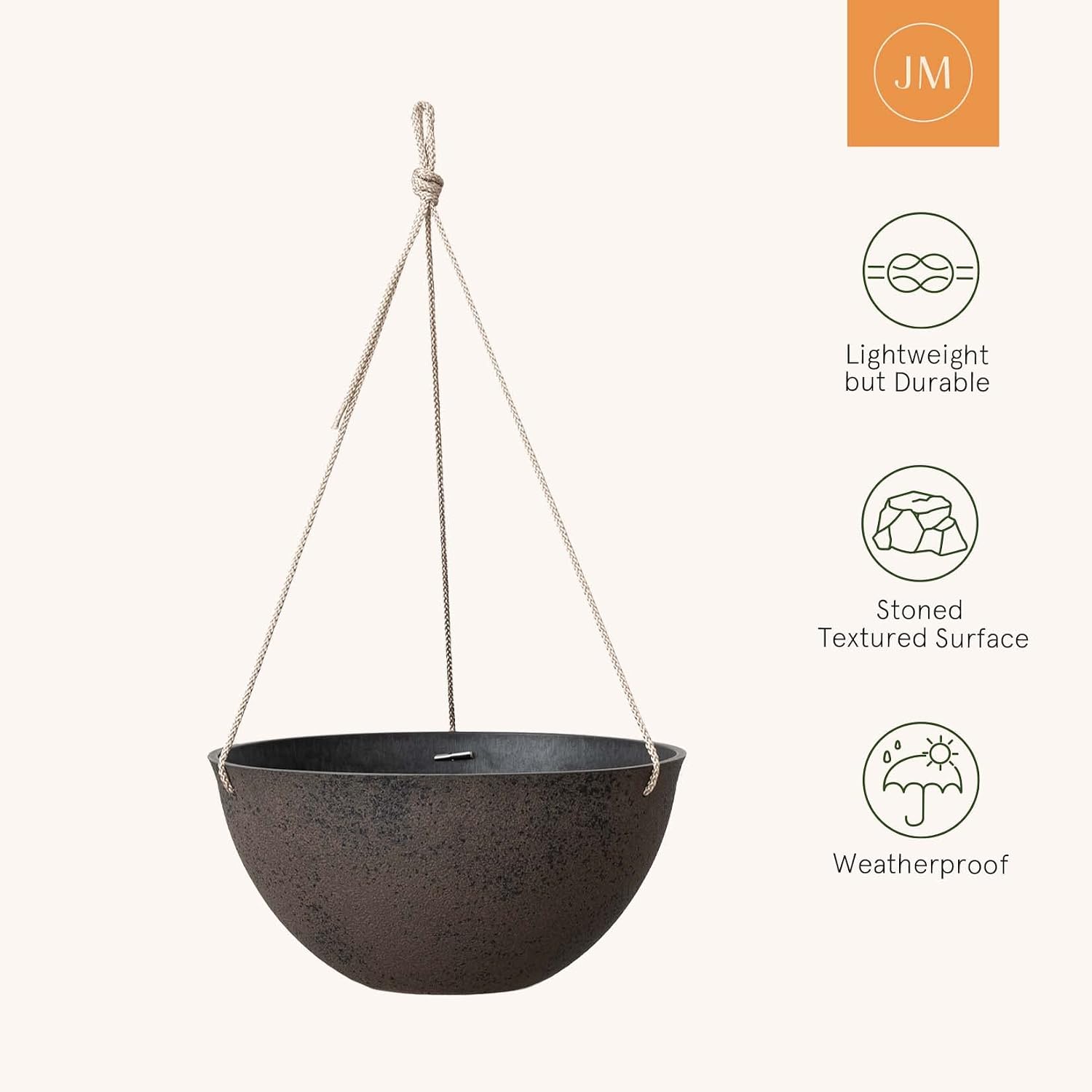 LA JOLIE MUSE Hanging Planter Baskets for Outdoor Plants, Set of 2, 13 Inch | Large Hanging Baskets with Drainage
