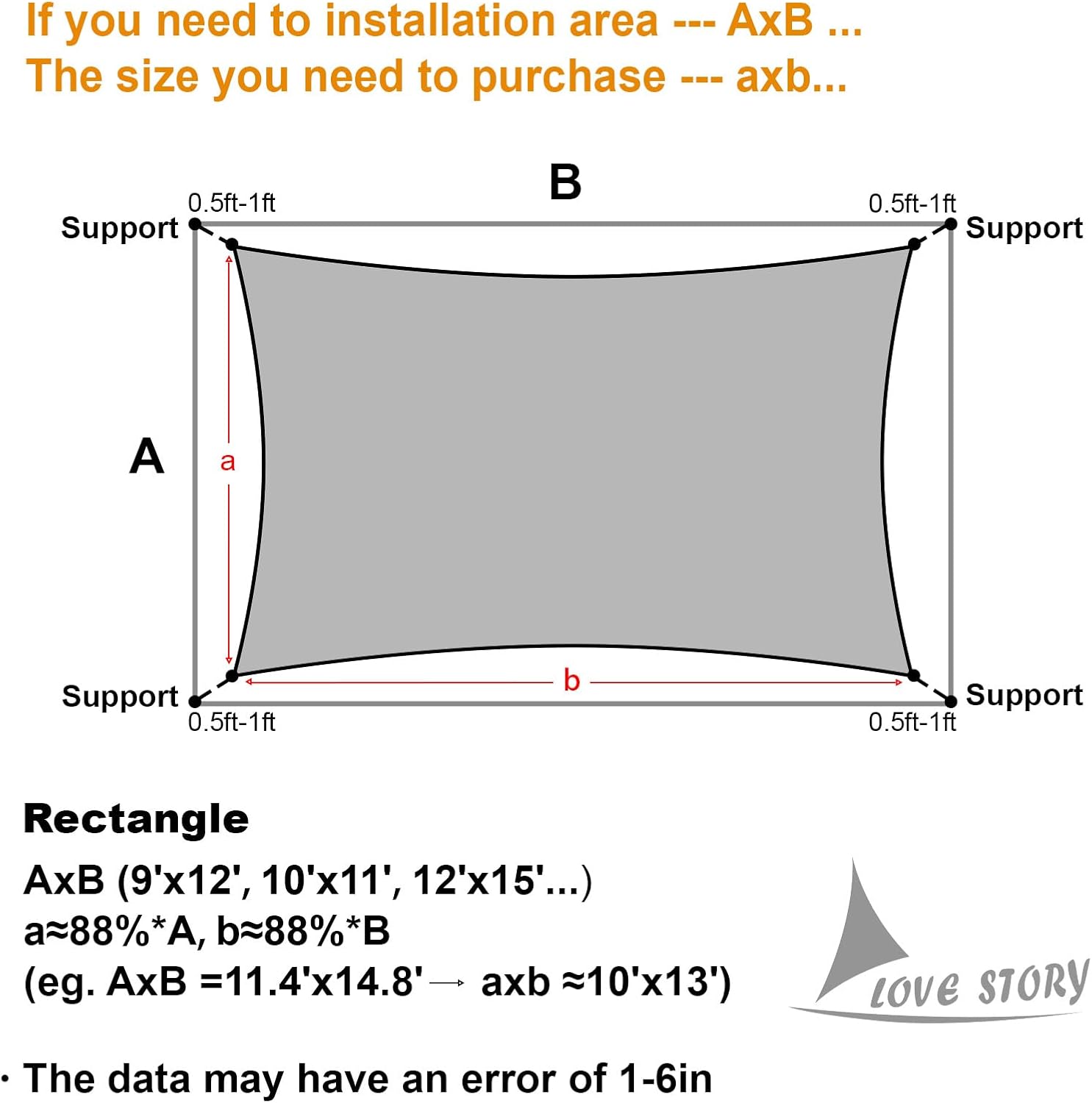 LOVE STORY 12' x 16' Rectangle Sun Shade Sail for Outdoor Patio, Sand | HDPE Fabric, 95% UV Block, Breathable Sunshade