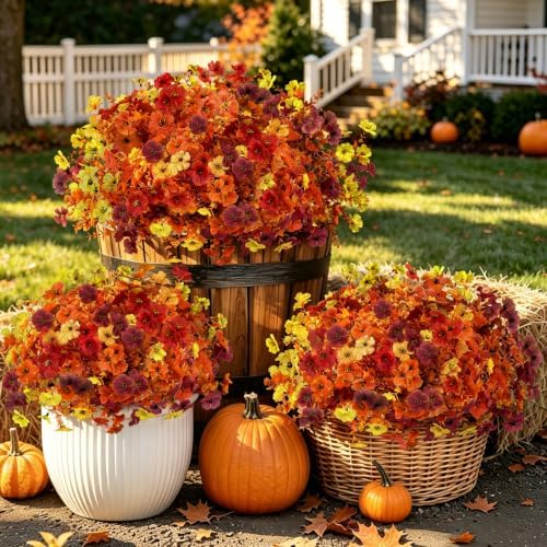 Artificial Flowers Outdoor, UV Resistant Faux Plants, Fall Decor,20 Bundles