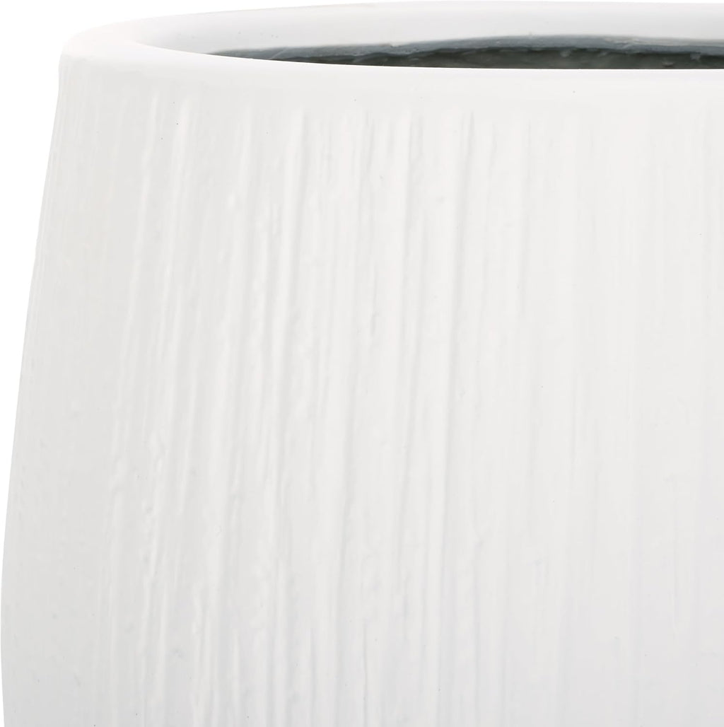 SAFAVIEH Outdoor - Francia White Concrete Ficonstone Planter Pot with Drainage Hole, Frost Resistant Garden Planter for