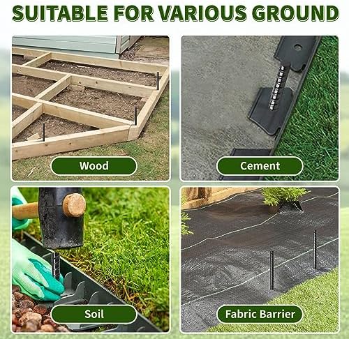 Besitu 16 inches Ground Rebar Stakes (16 pcs) Heavy Duty Metal Spikes for Concrete Timber Garden Plant, Long Straight Steel Stakes for Tent, 3/8" Thickness Ground Anchors with Chisel Point End, Black