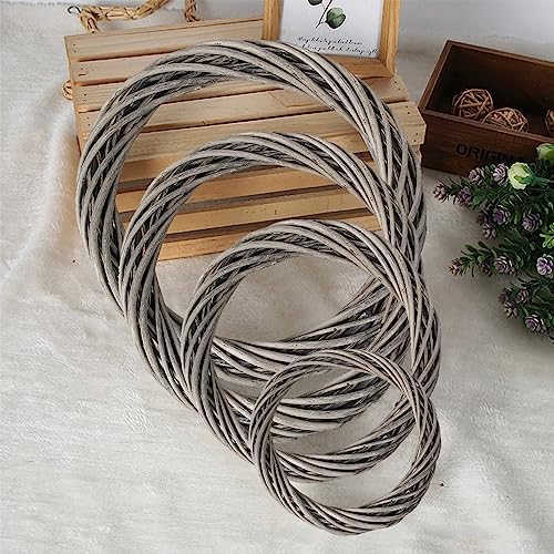 MALOKI 8 Inch Grapevine Wreaths DIY Plain Rattan Door Wreaths, Gray