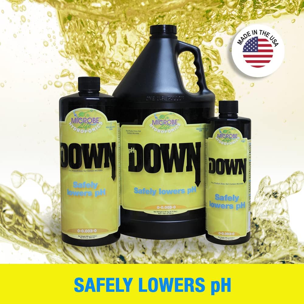Microbe Life Hydroponics pH Down pH Control Liquid, Premium Buffering for pH Stability, Decreases pH Levels, Use with