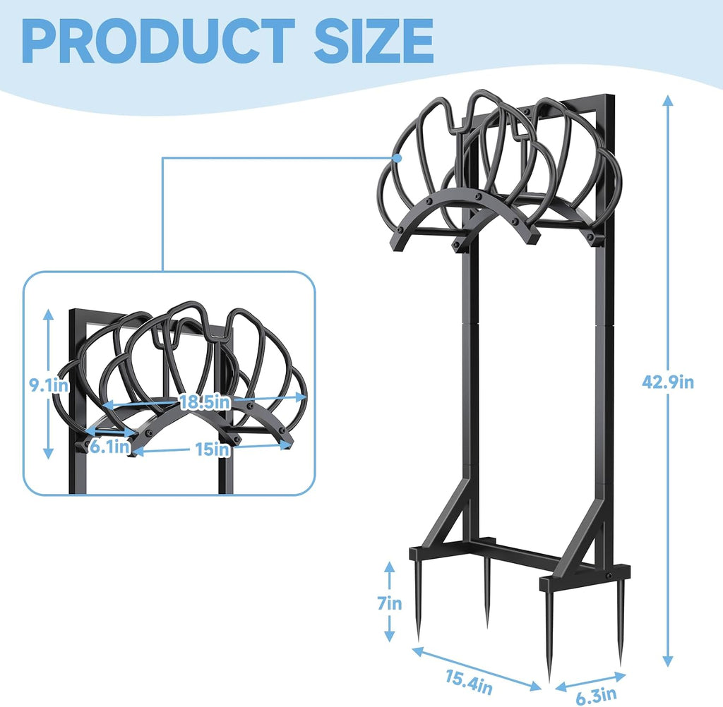 Garden Water Hose Holder for Outside Hose Stand Hanger Rack Freestanding | Holds 160-Feet Hose, Stable Detachable, for
