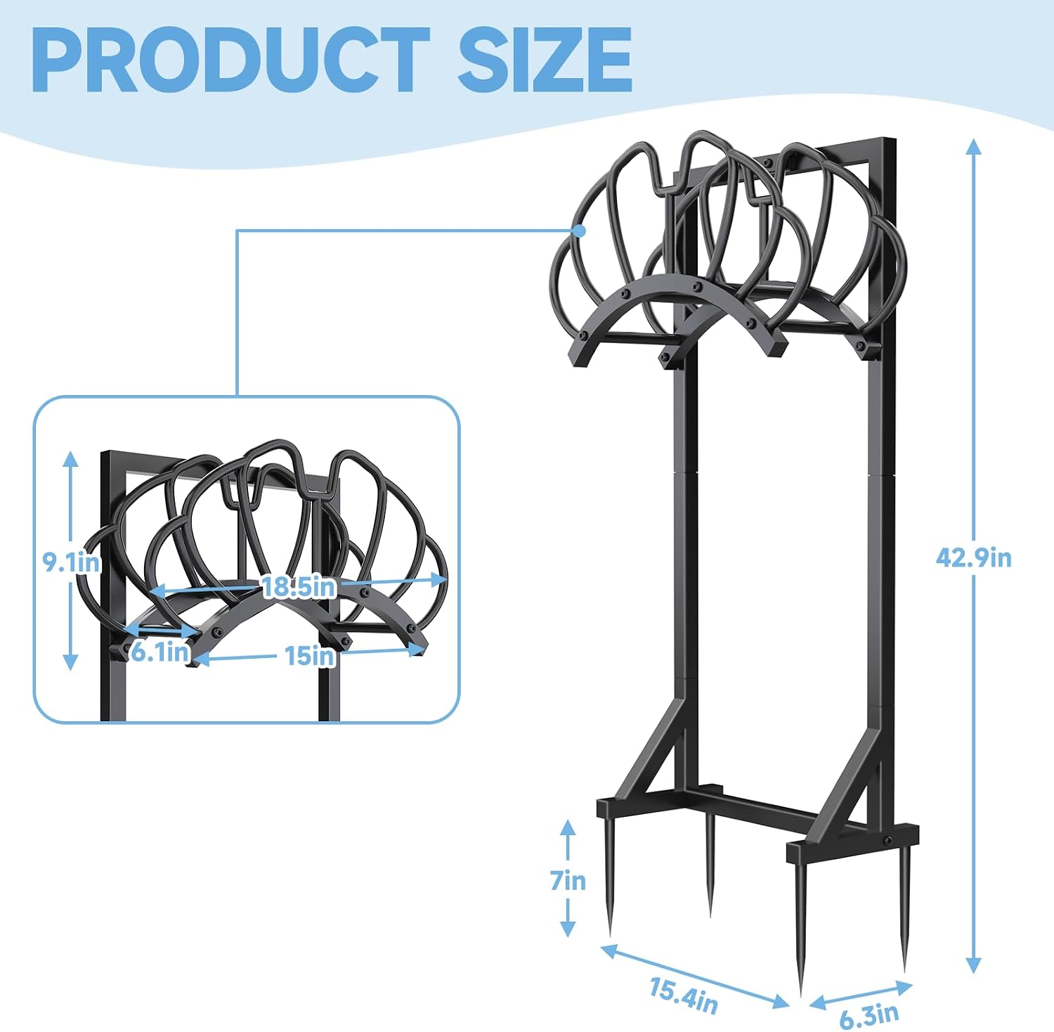 Garden Water Hose Holder for Outside Hose Stand Hanger Rack Freestanding | Holds 160-Feet Hose, Stable Detachable, for