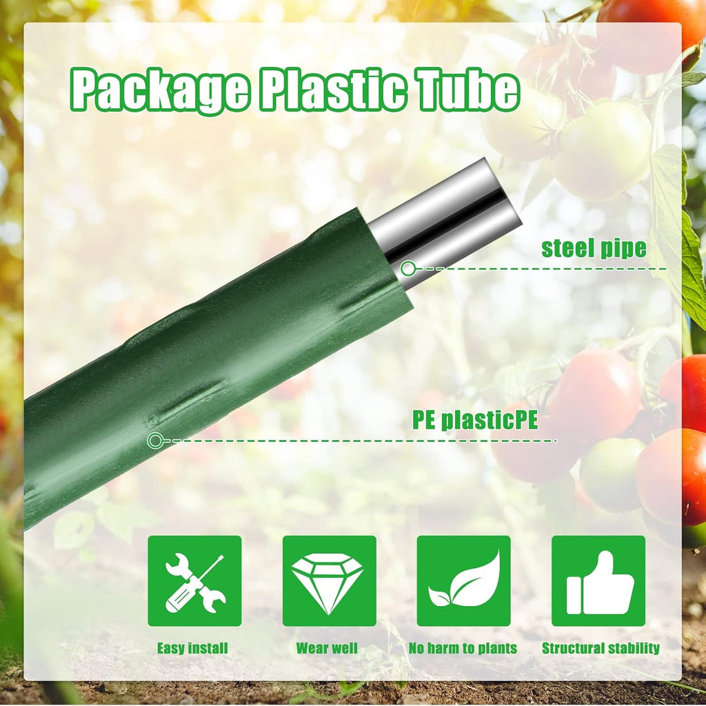 10 Packs Tomato Cages for Garden Support Up to 48" Tomato Plant Stakes Support with Adjustable Snap Arms Clips Plastic