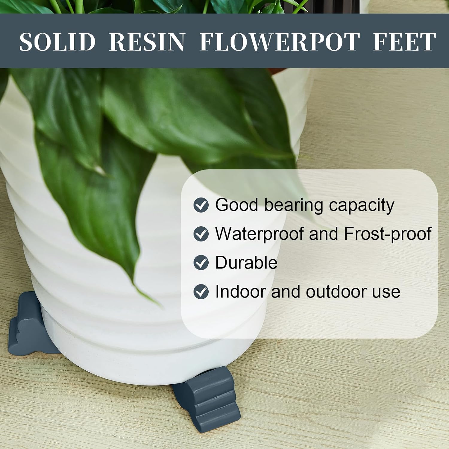 Kigeli 6 Pcs Resin Garden Pot Feet for Outdoor Planters 3 Inch Long 1.5 Inch Tall Flower Handmade Elevator Plant Feet
