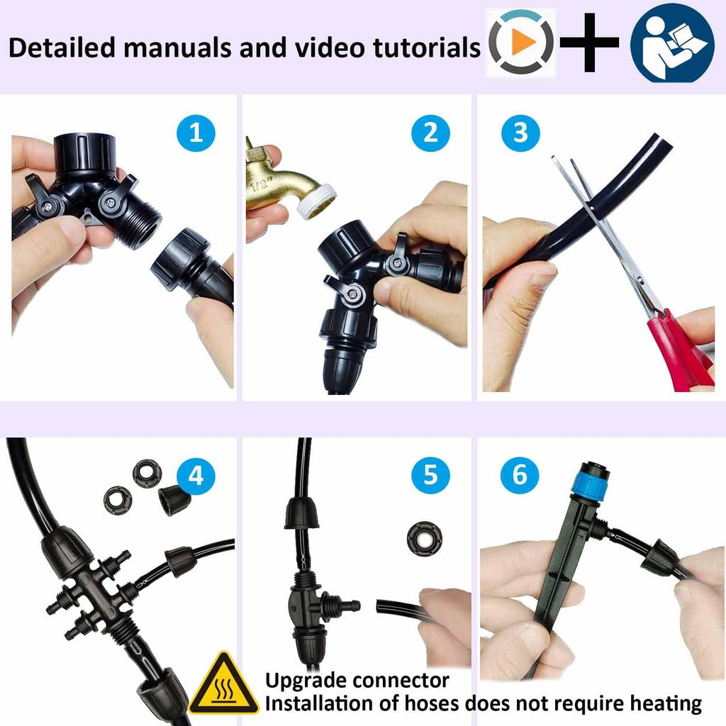 Drip Irrigation System with Water Timer Auto Watering System for Garden 5/16“ID and 1/4 Inch Pipe 162ft Adjustable