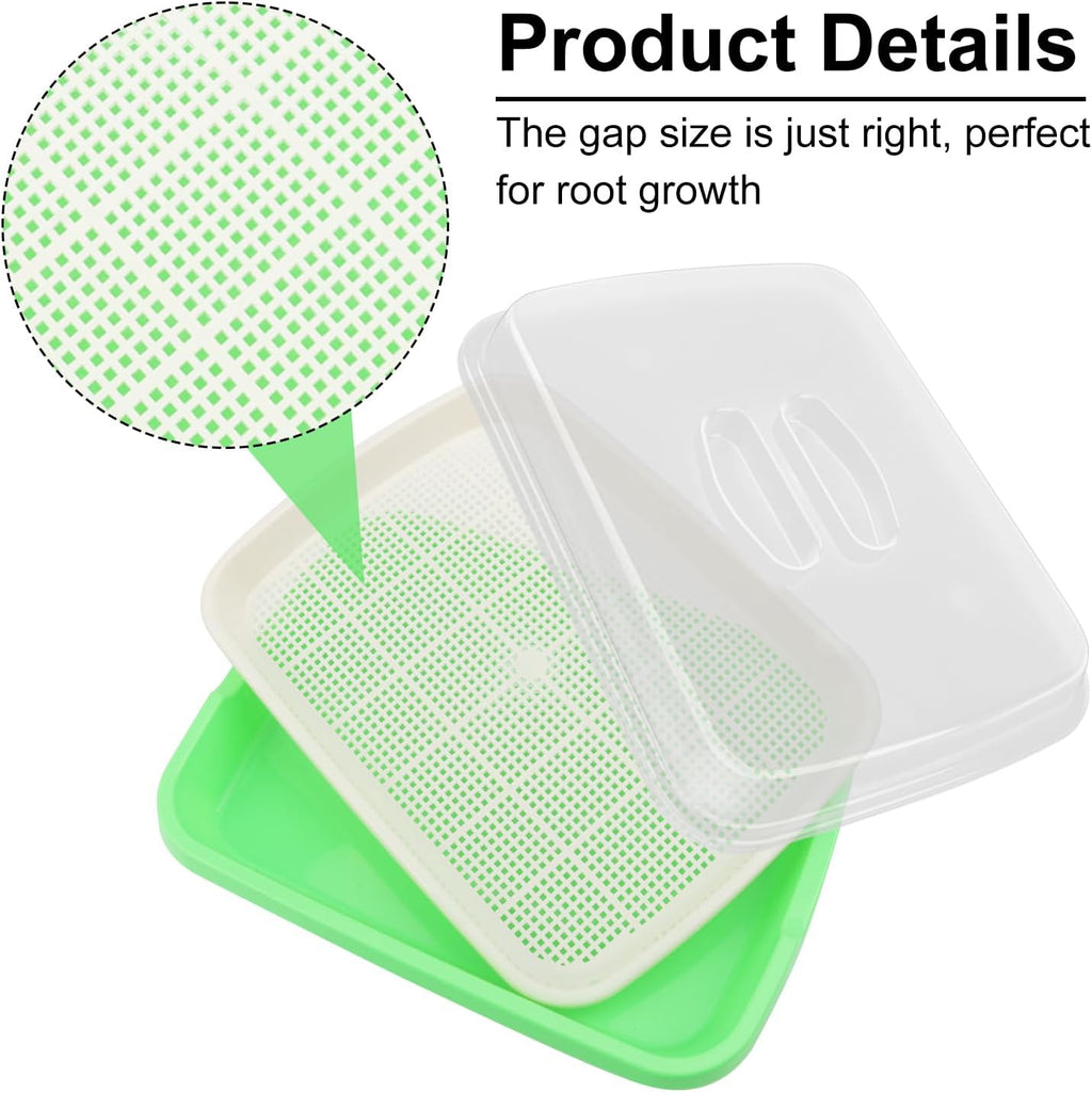 10 Pack 12.6 x 10 x 4.8 inch Microgreens Growing Trays with Lids, BPA-Free Sprouting Trays, Germination Tray for Beans
