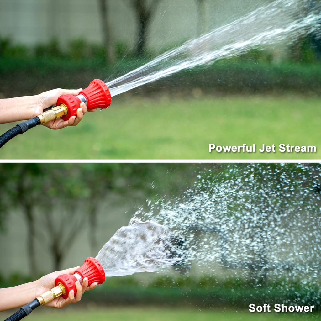 FANHAO Fireman Style Garden Hose Nozzle, High Pressure Adjustable Sprayer | Rustproof Metal, Step-less Spray Adjust