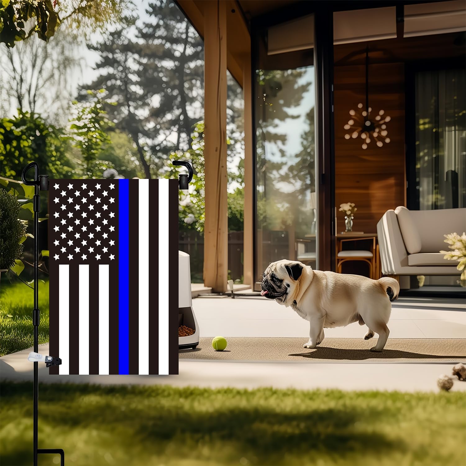Garden Flag Pole Stand Holder, 6 Pack Garden Flags for Outside with Flag Stopper and Clip Waterproof Powder-Coated