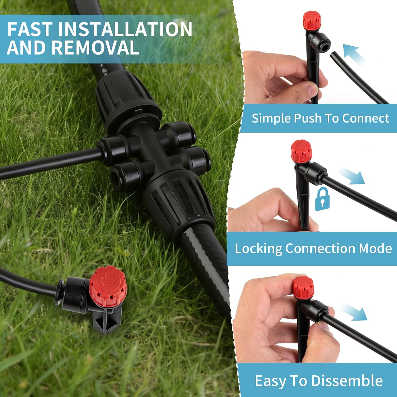 LP 240FT Drip Irrigation System Kit, Garden Watering Misting System - 40FT 1/2" Main Tube & 200FT 1/4" Distribution
