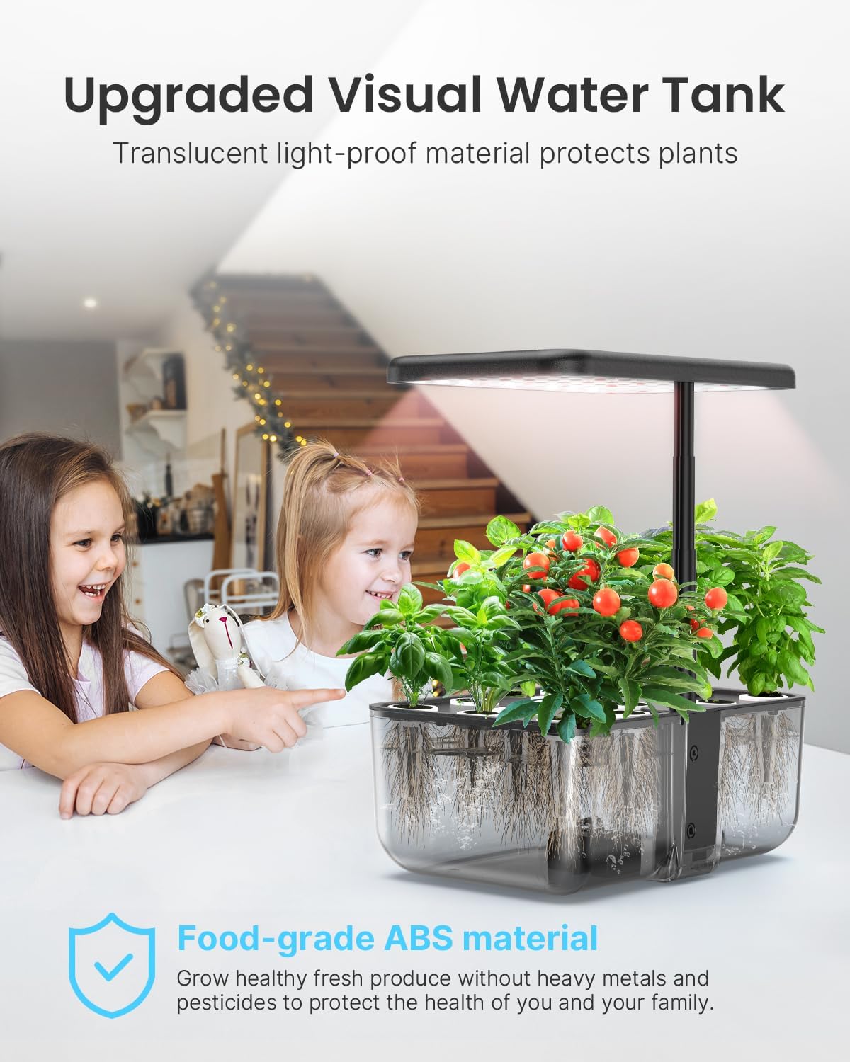 iDOO Hydroponics Growing System with 12 Pods Kit & LED Grow Light | Indoor Herb Garden with 5L Transparent Water Tank