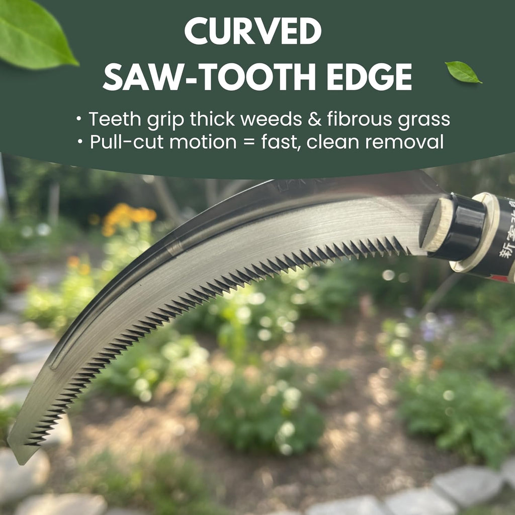 Hounen Miyawaki Nejiri Kama Weeder – Japanese Weeding Sickle, Twisted Stainless Steel, 4.7 in (12 cm) Blade, 13 in (33