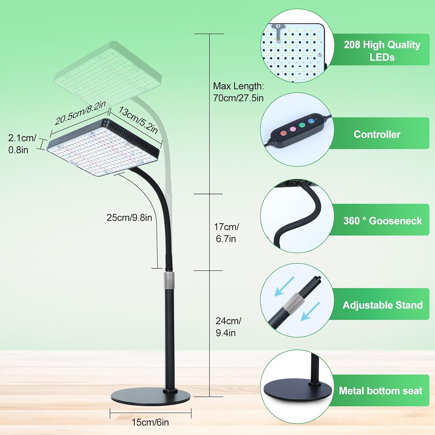 2026 Tabletop Grow Lights for Indoor Plants, Seed Starting, Bonsai, 4/8/12/16/20H Timer, 25 Watt Power Draw, Bright
