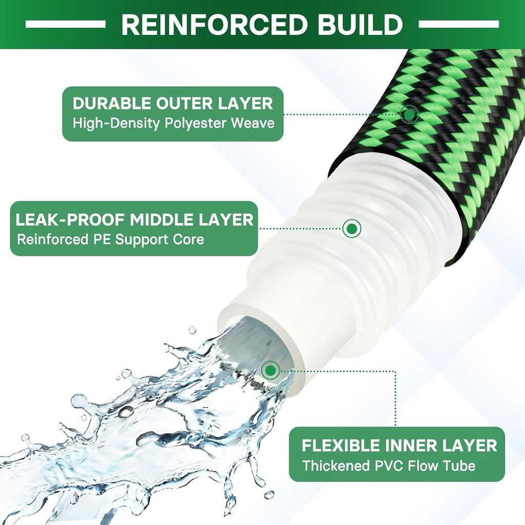 Garden Hose 75 ft Flexible Non-Expandable Water Hose Kink-Free Ultra Lightweight Leak-Proof Durable Portable