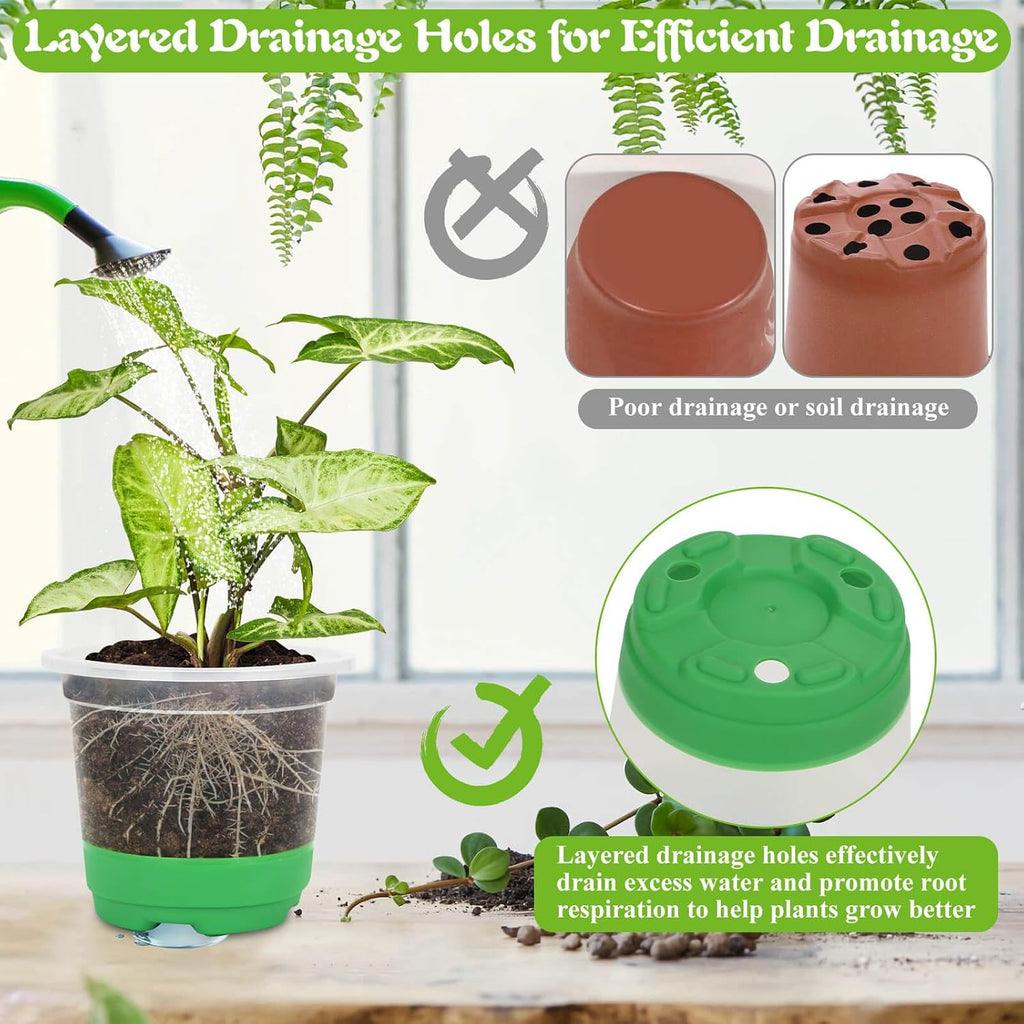 Caffox 55PCS Reusable Seed Starter Kit Includes 30 Packs 3.5" Clear Nursery Pots with Silicone Base, Repotting Mat