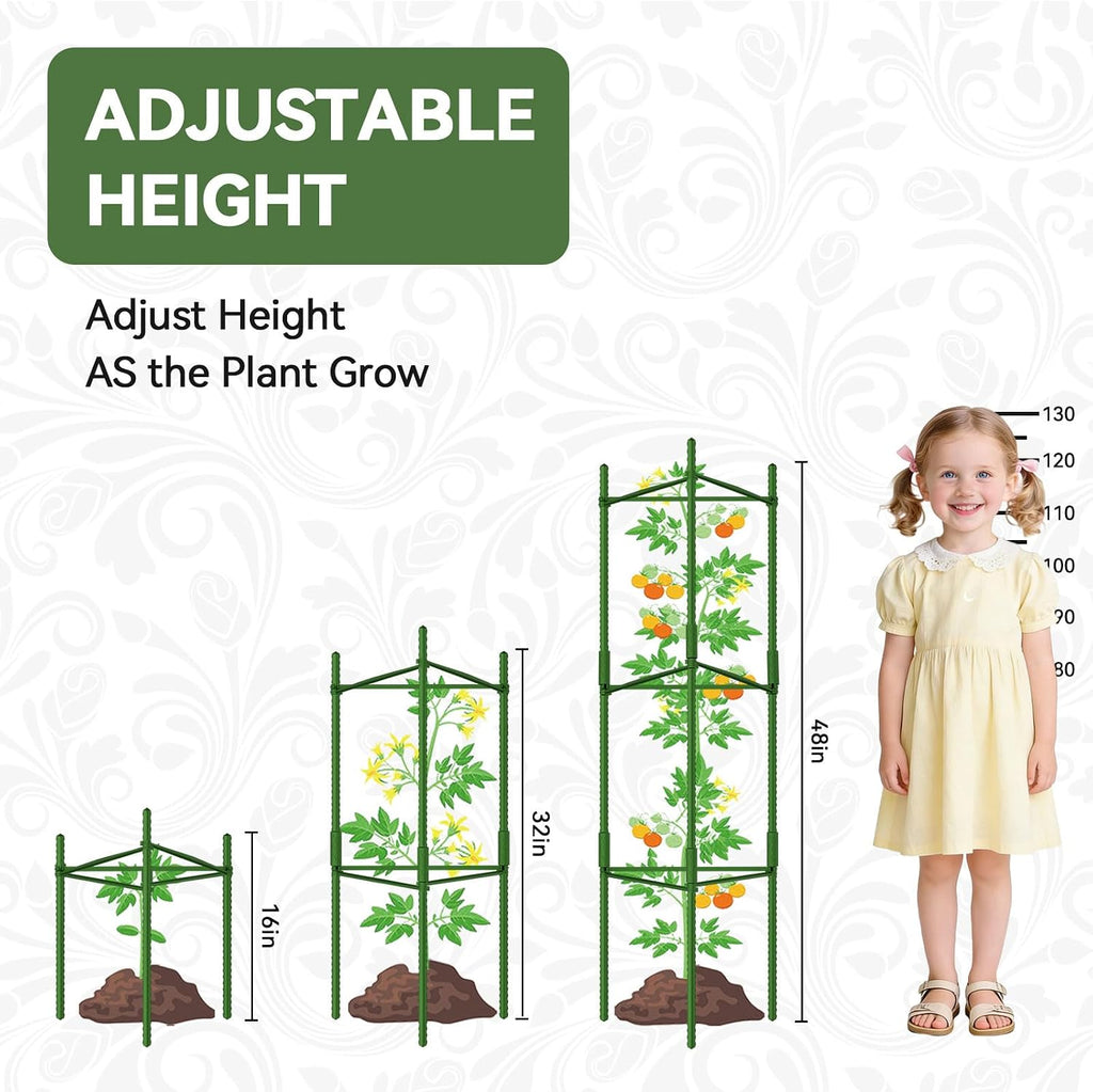 Halatool 8 Pack Tomato Cages for Garden, Up to 48in (4FT) Trellis | Adjustable Garden Stakes Tomatoe Trellis for Pots