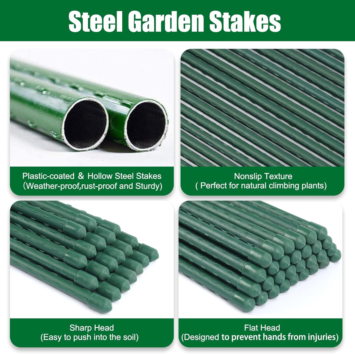 Garden Stakes 55 Inches Steel Plant Stakes Tomato Stakes Garden Poles Pack of 25