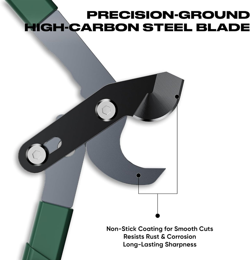 GARTOL 2-Inch Cutting Capacity Bypass Loppers, 26-33" Extendable Tree Branch Cutter, Professional Gear-Driven