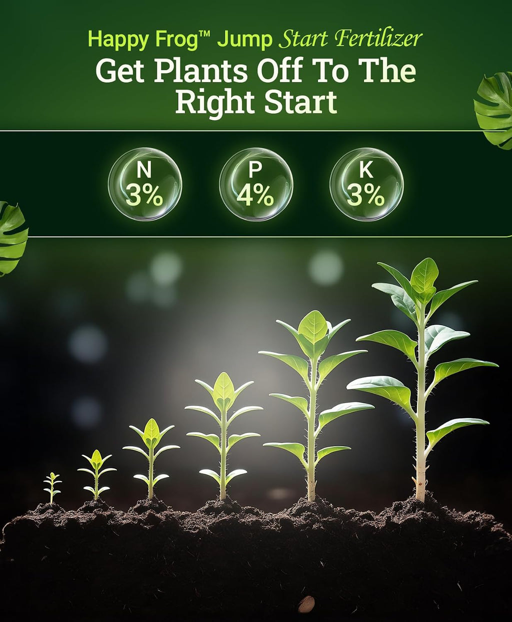Happy Frog Jump Start Fertilizer - 3-4-3 Blend with Calcium & Mycorrhizal Fungi - Supports Early Growth & Root
