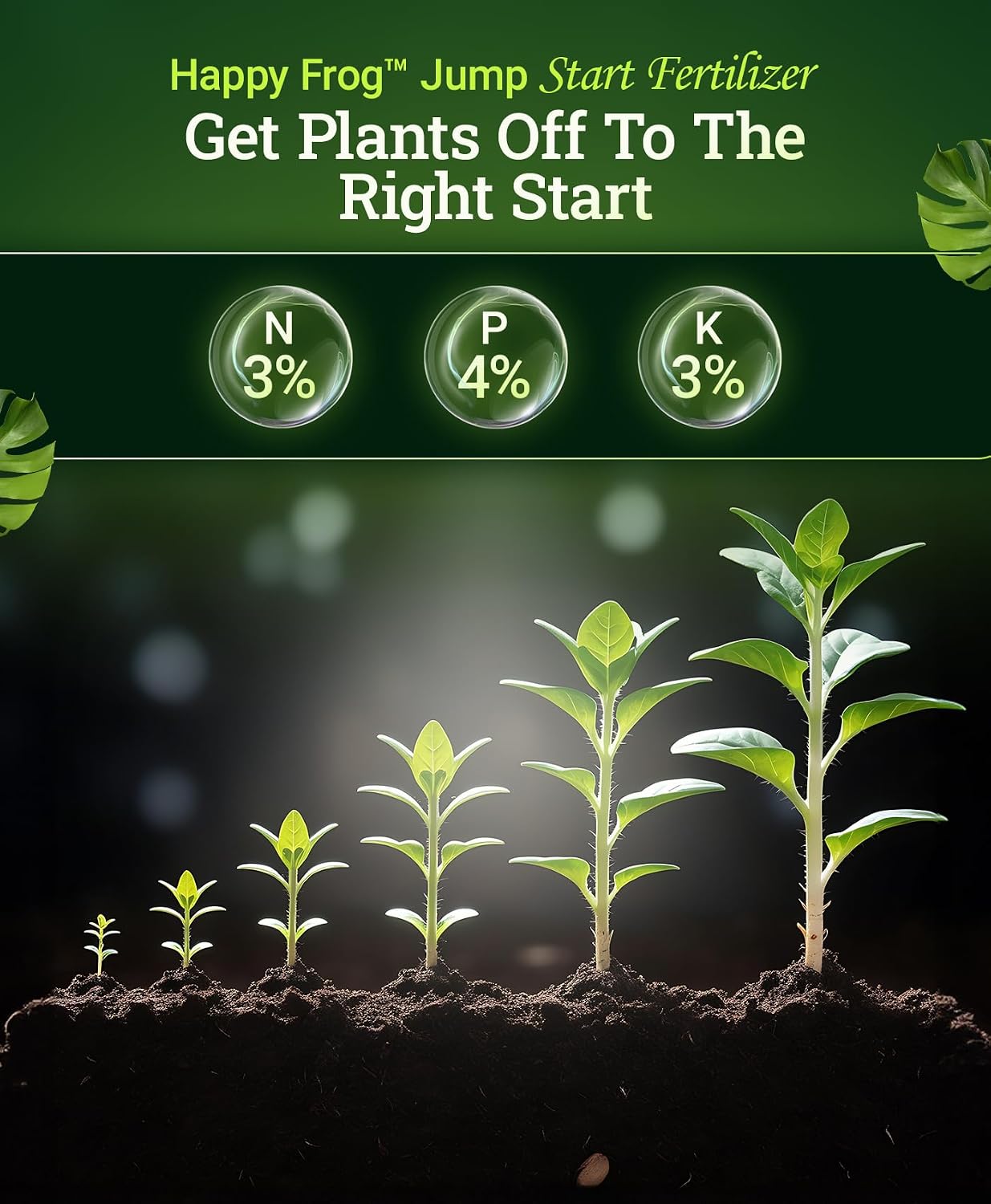 Happy Frog Jump Start Fertilizer - 3-4-3 Blend with Calcium & Mycorrhizal Fungi - Supports Early Growth & Root