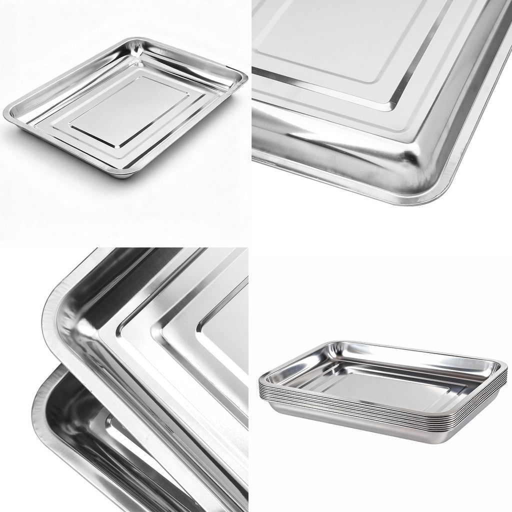 10-Pack 16 Inch Stainless Steel Growing Trays, Heavy-Duty Metal Sprouting Tray for Plants, Stainless Steel Plant