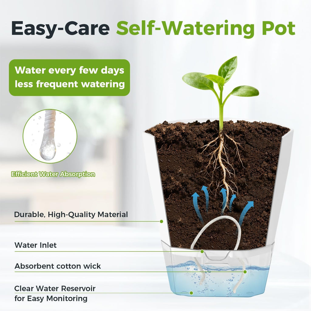 2 Pack Self Watering Pots for Indoor Plants, 8.4 Inches Self Watering Planters Large African Violet Self Watering Clear