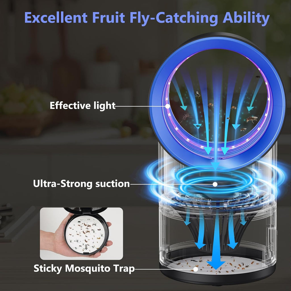Fruit Fly Traps for Indoors, Blue Gnat Trap Indoor with Suction & Timer | Uv Light Lures Fruit Flies/Gnats, Timer