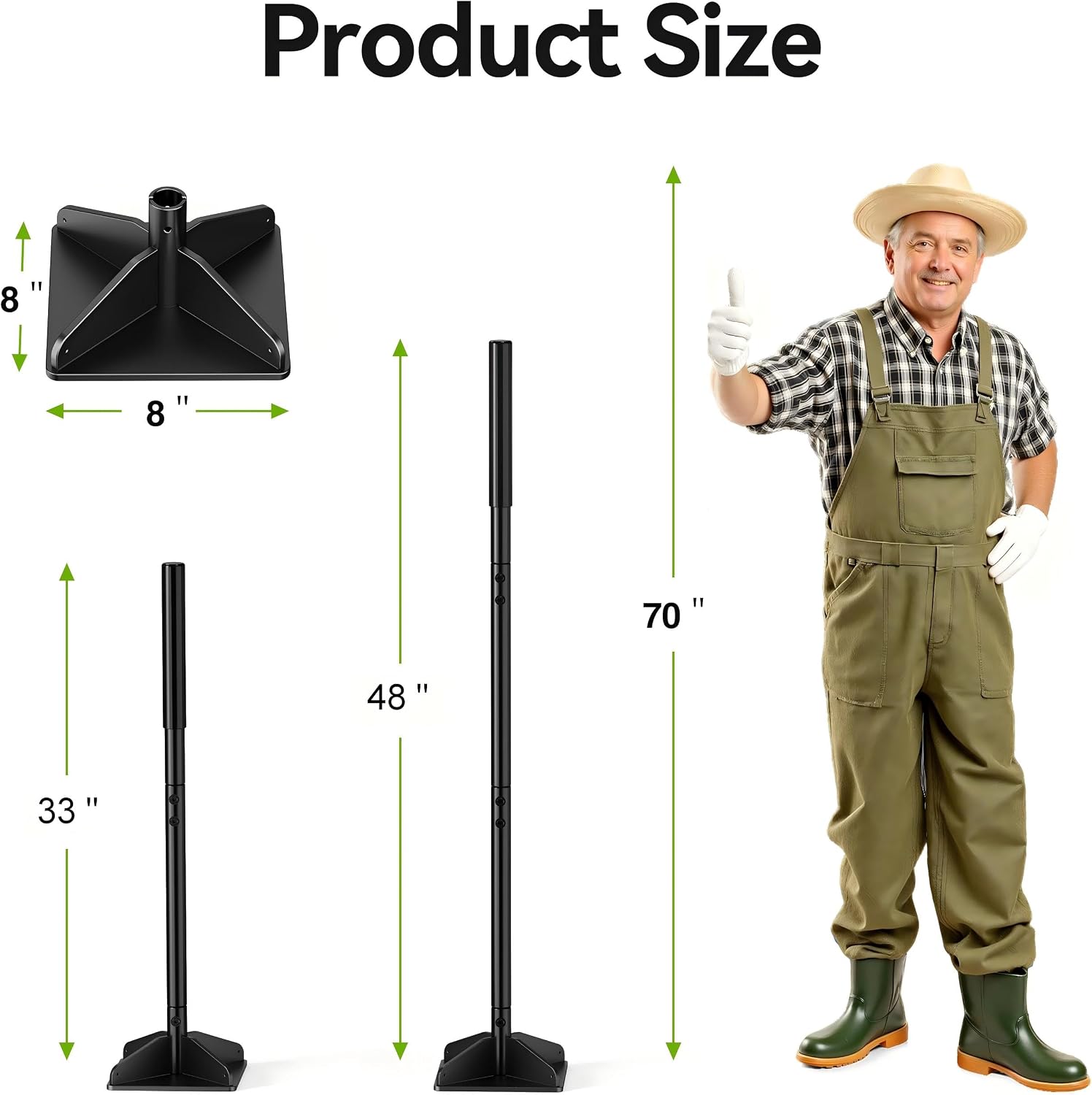 48" Handle Steel Tamper,8×8" Tamper Tool Landscaping | Heavy Duty Handle Tamper with Comfortable Rubber Grip, Garden