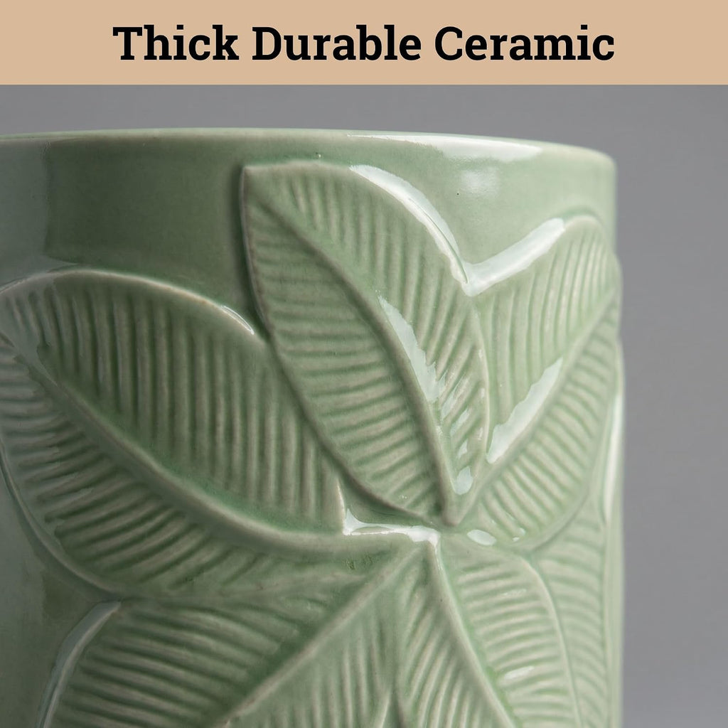 Ceramic Pots for Plants Set of 3, 6, 5, 4 Inch Diameter with Drainage Holes | Thick Durable Ceramic Pots, Plant Pots