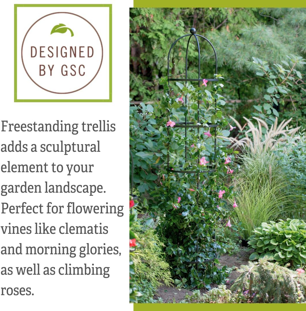 Gardener's Supply Company 7 Ft Essex Round Trellis | Sturdy Powder-Coated Steel Freestanding Obelisk Garden Trellis for