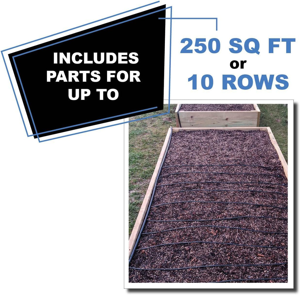 BlueBarrel™ Gravity-Fed Drip Irrigation Kit with Inline Emitters: No-Pressure/Low-Pressure Irrigation for Rain Barrels