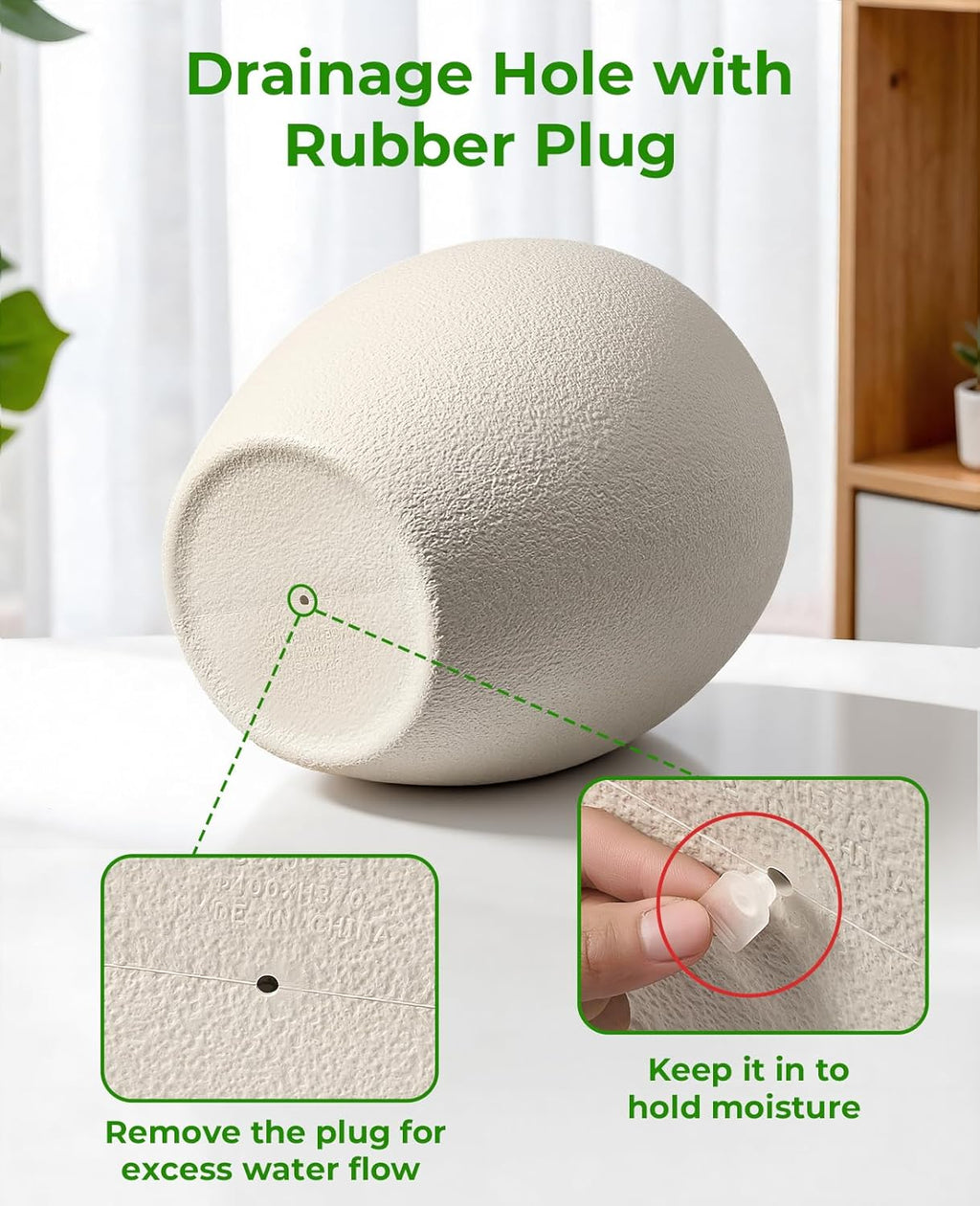 14.5 Inch Large Plastic Flower Pot with Drainage for Plants | Heavy-duty floor planter with a removable rubber plug