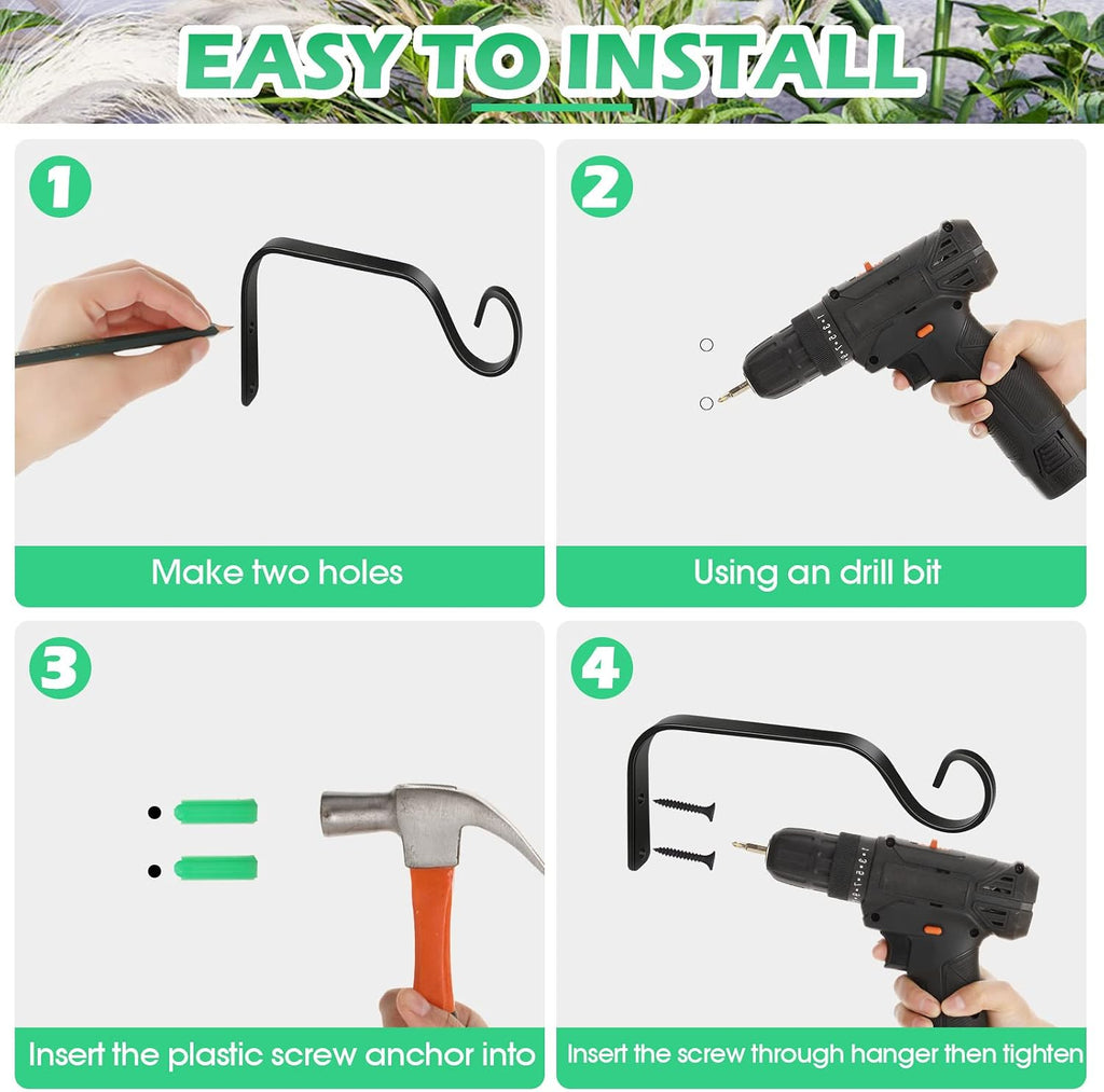 12 Pack Hanging Plant Bracket 7.3 Inches Metal Hook Decorative Straight Hanger for Bird Feeders, Wind Chimes, Flower