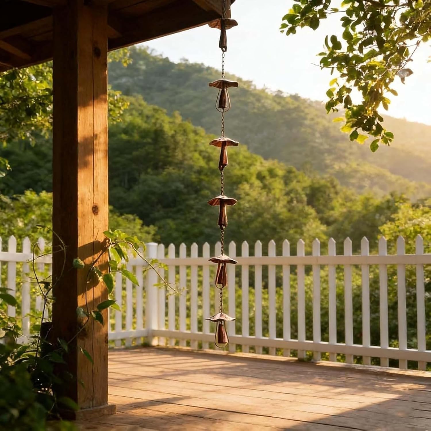 Vintage Iron Mushroom Rain Chain, 51.18 in Metal Mushroom Rain Catcher for Patios & Porches, Outdoor Decor (1PC)