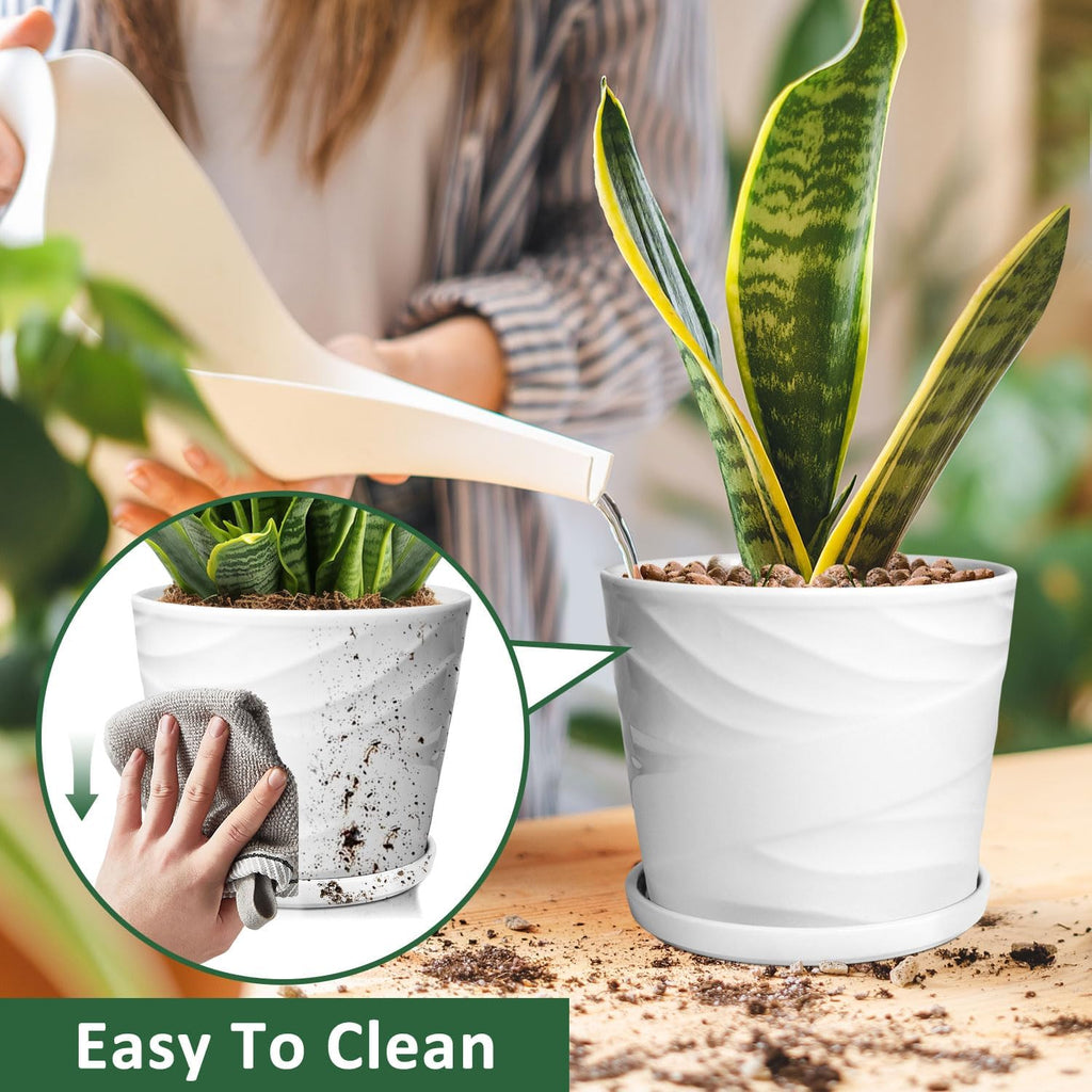 8 Inch Plant Pot,Ceramic Planter with Drainage and Saucer,Ceramic Pots for Plants,Indoor Plant pots,Ceramic Flower