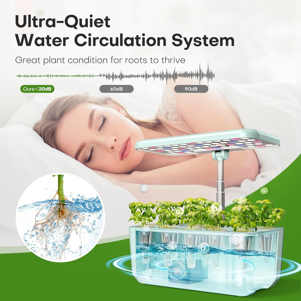 Indoor Garden Hydroponics Growing System: 10 Pods Kit with LED | Plant Germination Kit Herb Vegetable Growth Lamp