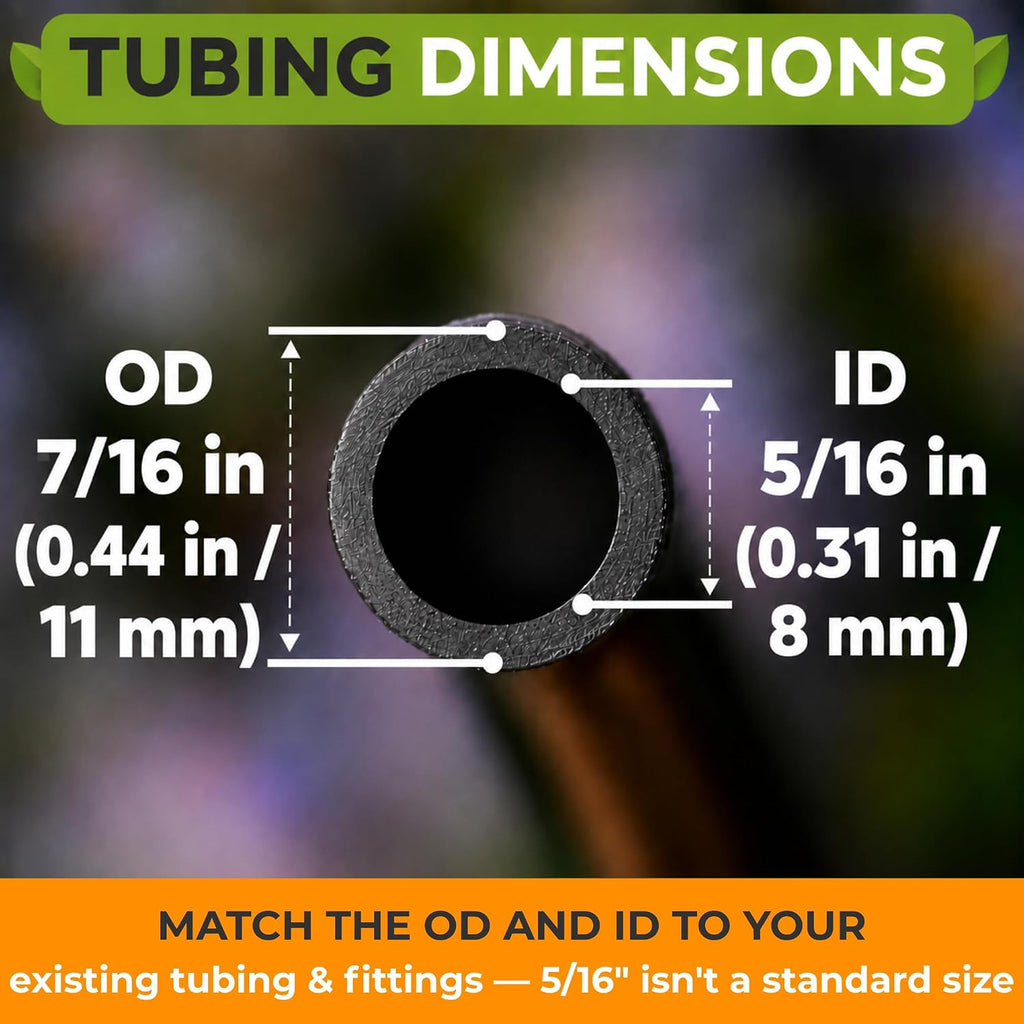 5/16" Irrigation Tubing Parts for Drip Irrigation Watering System | 100 ft PVC Mainline for Irrigation System 5/16" ID