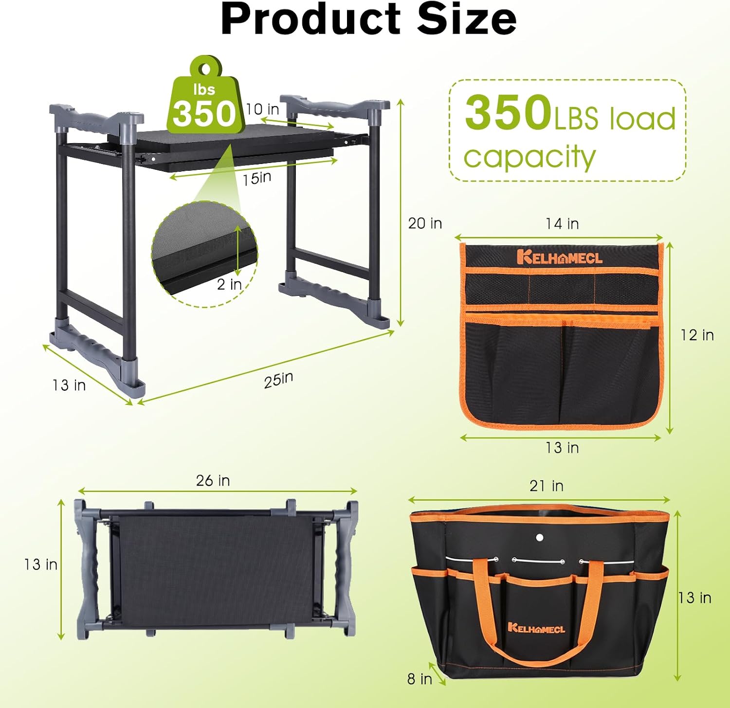 Garden Kneeler and Seat with Umbrella,Heavy Duty Gardening Bench and Stool | 2-in-1 Foldable Gardening Stool with
