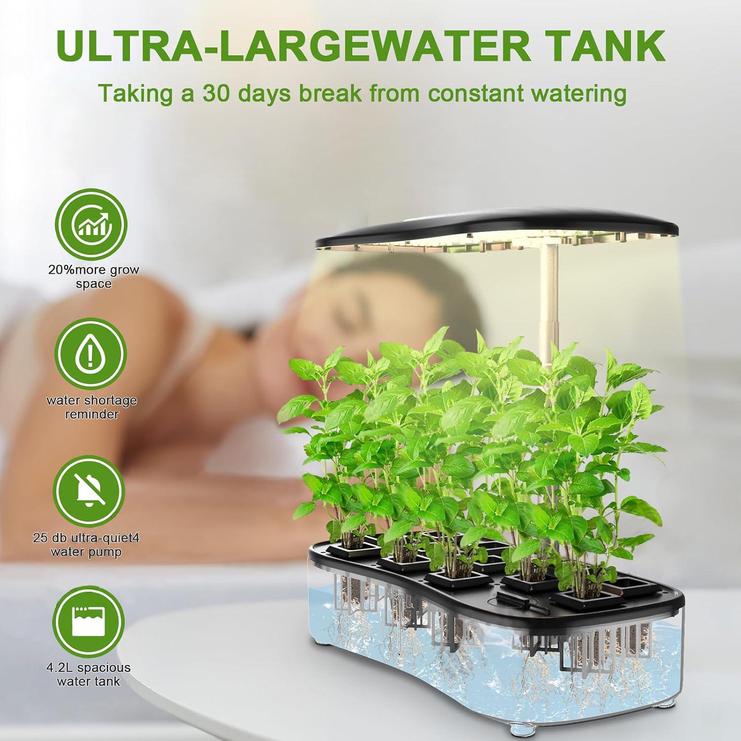 Fulsren Indoor Garden Hydroponics Growing System Kit 12Pods, Vegetable Growth Lamp Countertop with LED Grow Light