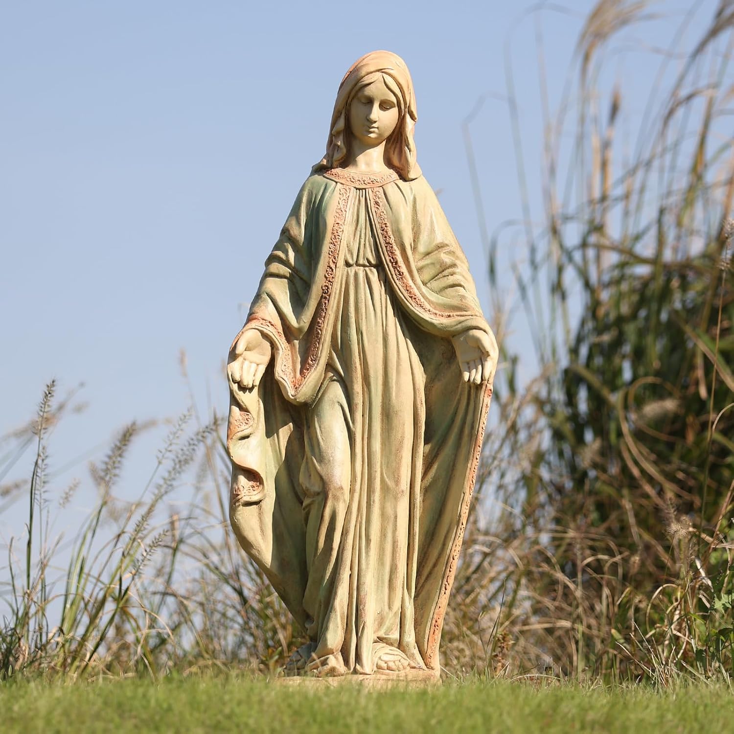 EROMMY Virgin Mary Garden Statue Outdoor 31.5” – Large Praying Holy Madonna Resin Sculpture, Blessed Mother of God