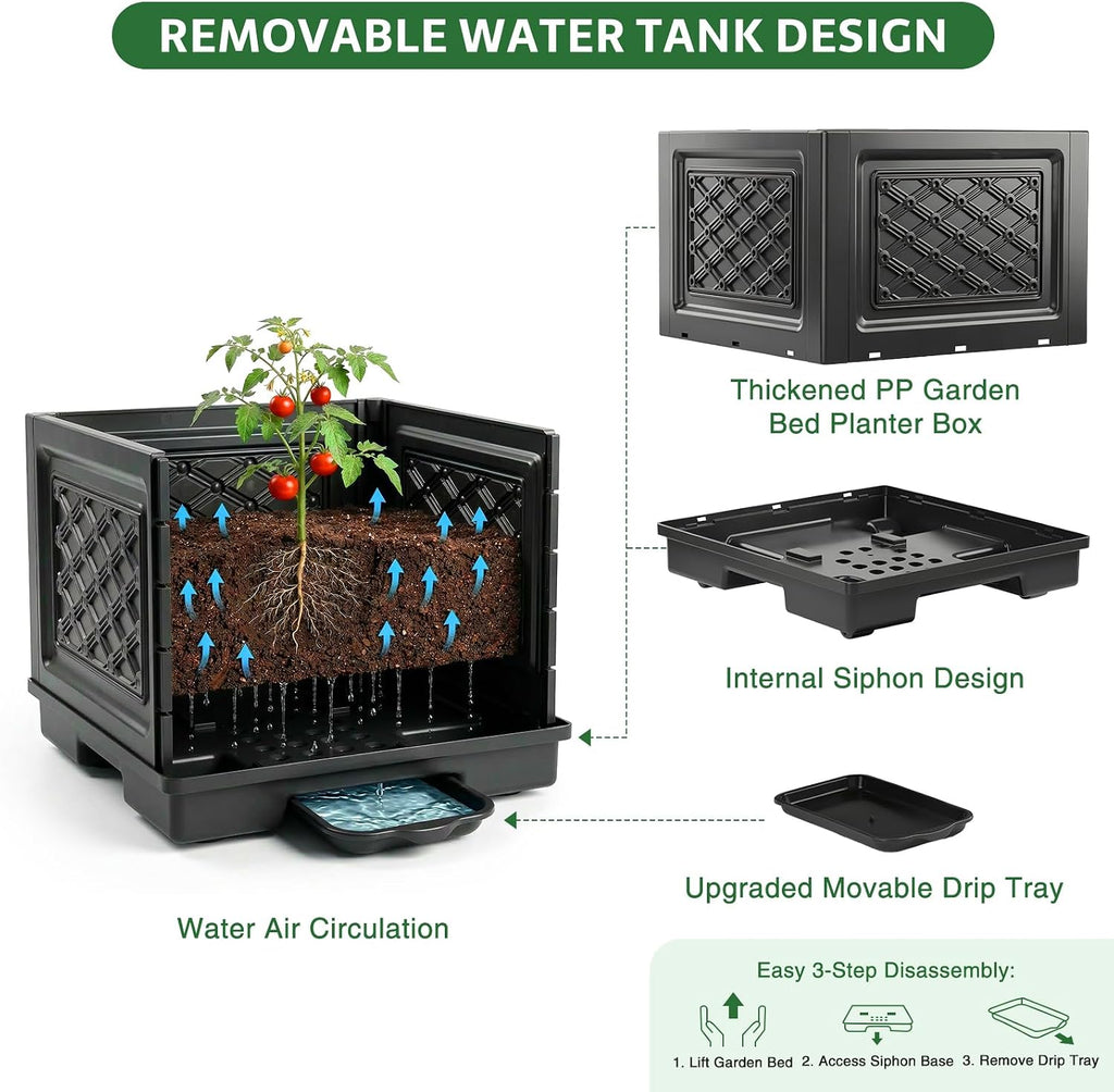 Tomato Planter with Wheels, 57" Self Watering Raised Garden Bed with Tomato Cage & Trellis for Light Climbing Plants