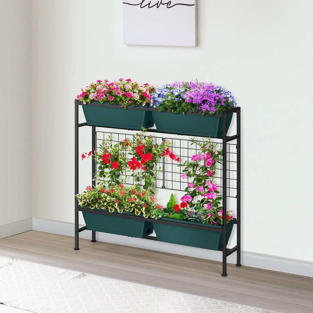 Vertical Raised Garden Beds 32.4" Tall Planter Raised Beds Boxes Patio Herb Garden Planter Outdoor with Metal Fences