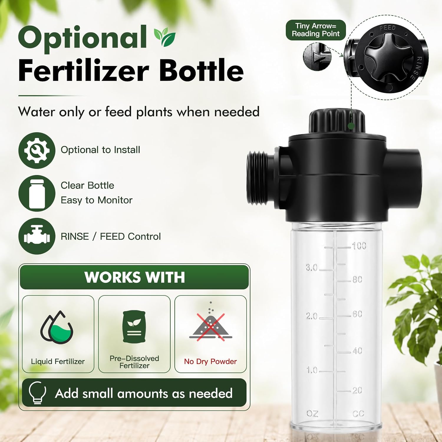 Deep Root Watering Tool for Trees with Trigger Handle & Fertilizer Bottle | One-Piece Stainless Steel Tree Watering