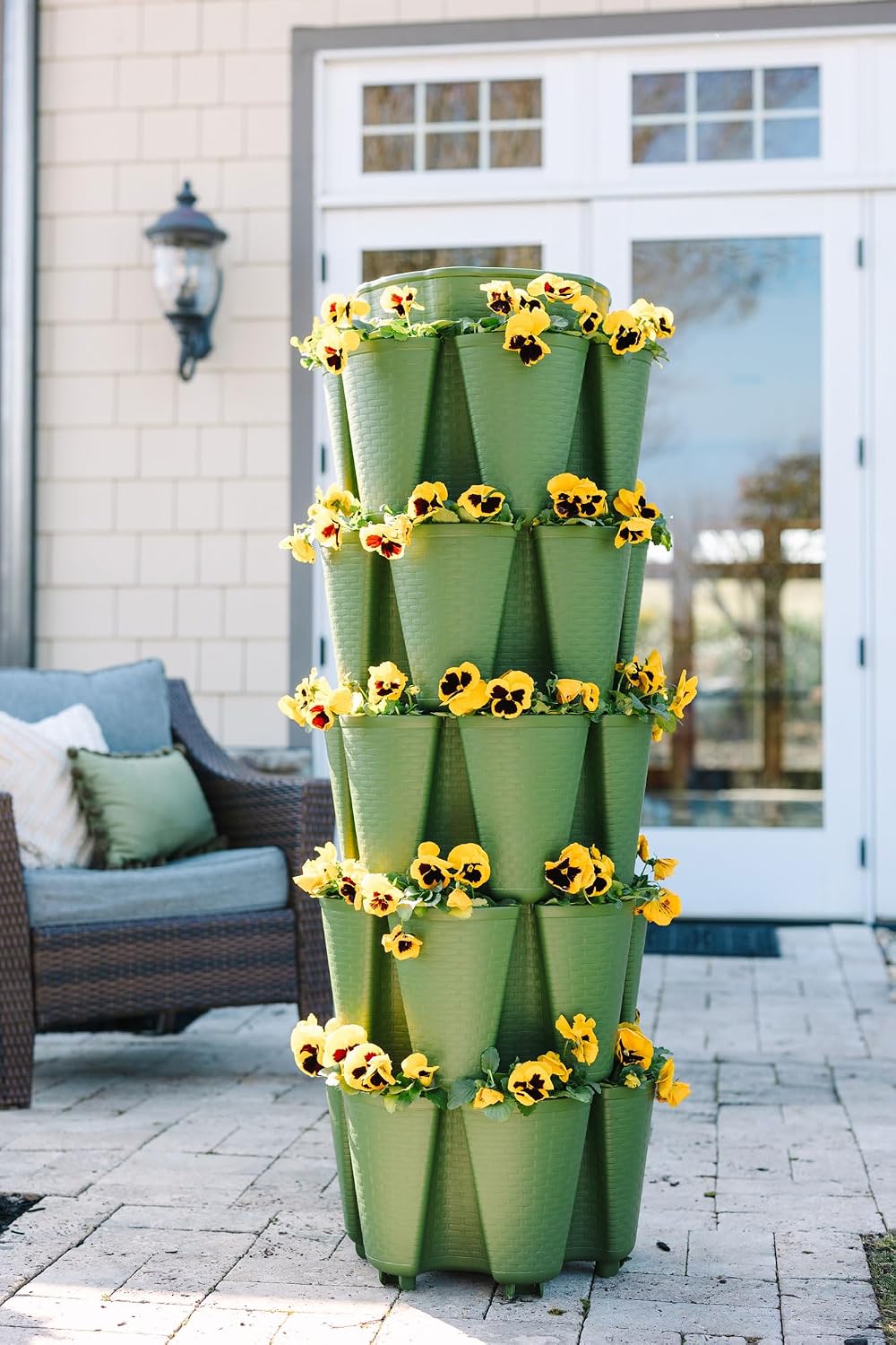 5 Tier Original Vertical Planter in Basket Weave Texture (Evergreen)